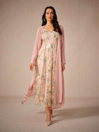 Floral Lace Embroidered Dress With Chiffon Jacket