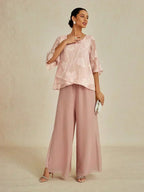 Straight Leg Pant With Chiffon Split Leg Overlay
