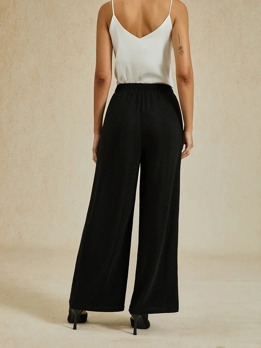 Metallic Knit Straight Leg Pants