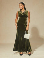 High-Stretch Velvet Sleeveless Maxi Dress