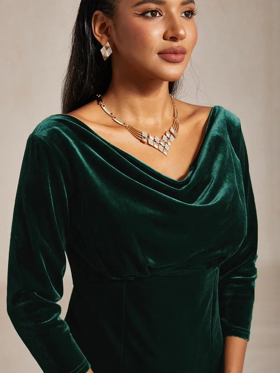 High-Stretch Velvet Midi Dress