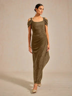 Cold Shoulder Glitter Metallic Knit Dress