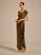Cold Shoulder Glitter Metallic Knit Dress