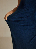 Cold Shoulder Glitter Metallic Knit Dress