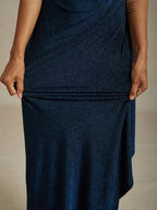 Cold Shoulder Glitter Metallic Knit Dress