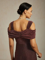 Cold Shoulder Glitter Metallic Knit Dress