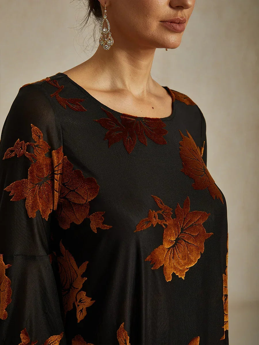 Dressy Floral Asymmetric Hem Blouse