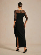 Elegant Beaded Illusion Neckline Formal Dress