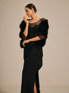 Elegant Beaded Illusion Neckline Formal Dress