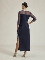 Elegant Beaded Illusion Neckline Formal Dress