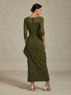 Elegant Beaded Illusion Neckline Formal Dress