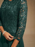 Elegant Lace and Chiffon Floor-Length Dress