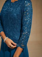Elegant Lace and Chiffon Floor-Length Dress