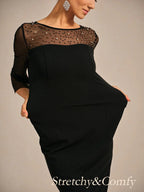 Elegant Sheath Cocktail Dress with Embellished Illusion Mesh Neckline