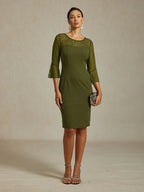 Elegant Sheath Cocktail Dress with Embellished Illusion Mesh Neckline