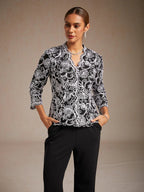 Floral Embroidered V-Neck Blouse