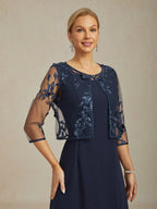Graceful Mesh Lace Jacket with 3D Floral Embellishments