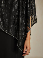 Elegant Sheath Dress with Leopard Jacquard Chiffon Overlay