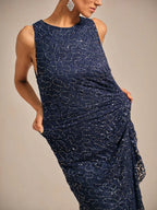 Lace Sequin Maxi Dress with Ruffle Detail