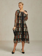 Long Floral Embroidered Lace Jacket Dress