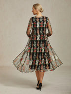 Long Floral Embroidered Lace Jacket Dress