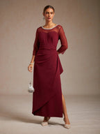 Elegant Beaded Illusion Neckline Formal Dress