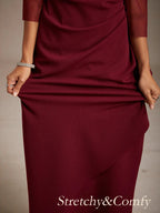 Elegant Beaded Illusion Neckline Formal Dress