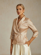 Stretch Taffeta Blouse with Decorative Side Closure