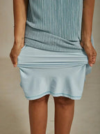 Metallic Pleated Chiffon Midi Dress with Beaded Round Neck