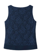 Satin Lace Tank Top with Rhinestones