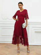 Ruffle Flutter Lace Maxi Dress