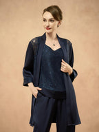 Satin Lace Tank Top with Rhinestones