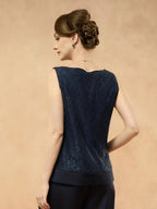 Satin Lace Tank Top with Rhinestones