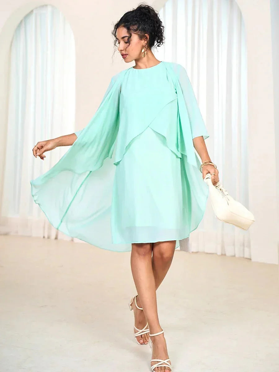 Lace Chiffon Tiered Dress