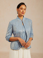 Elegant Mandarin Collar Sequin Twinset