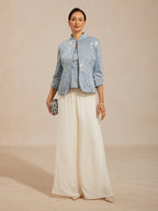 Elegant Mandarin Collar Sequin Twinset